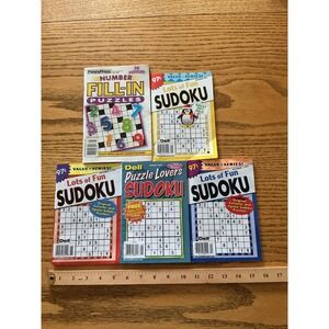 Lot of 5 Penny Press & Dell Sudoku Number Fill-In Puzzle Books 2007-2018 Mixed
